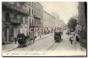 VINTAGE POSTCARD Tramway Avignon Street of the Republic Hairdresser