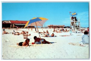 c1950's Pensacola & Cantina Beach Sun Bathing Crowd Pensacola Florida Postcard