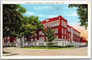 1941 Central High School Kalamazoo Michigan MI Street View Posted Postcard