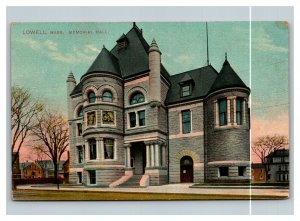 Vintage 1911 Colorized Photo Postcard Memorial Hall Lowell Massachusetts