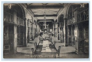 c1910's The Library Wellesley College Hall Interior Wellesley MA Postcard