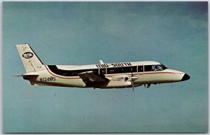 Airplane Mid-South Airline Bandeirante Jetprop Commuter Aircraft Bandit Postcard