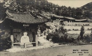 SEOUL KOREA White Buddha Vintage RPPC Real Photo Postcard