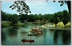 Vtg Montreal Quebec Canada La Fontaine Park Tour Boat Lake 1950s View Postcard