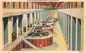 Vintage Postcard Boulder Dam Powerhouse Wing Turbine Power Generators Nevada