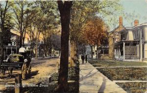 Elmira New York~William Street~Houses~Men on Sidewalk~Hay on Horse Wagon~c1910