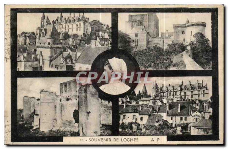 Old Postcard Souvenir De Loches Folklore Costume