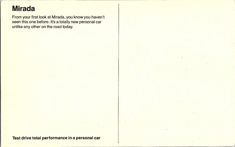 1980 Dodge Mirada Red Automobile Oversize Advertising Postcard