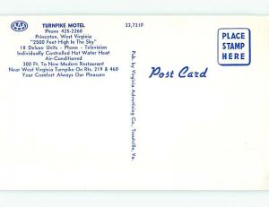 Unused Pre-1980 OLD CARS & TURNPIKE MOTEL Princeton West Virginia WV u7180@