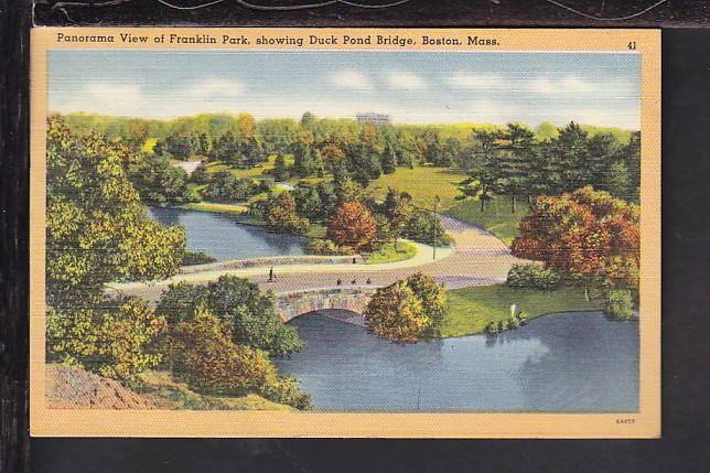 Franklin Park,Duck Pond Bridge,Boston,MA Postcard 