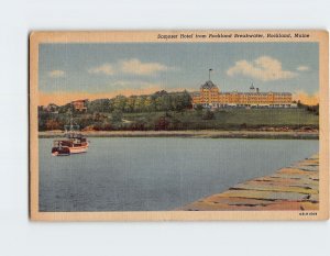 Postcard Samoset Hotel from Rockland Breakwater Rockland Maine USA