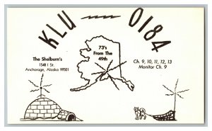 QSL Radio Card From Anchorage Alaska KLU-0184