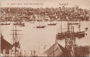 St Johns Newfoundland from South Side Boats Ships NL NFLD Canada Postcard H31 