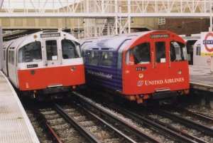 United Airlines 1973 Stock Advertising London Underground Tube Train Postcard