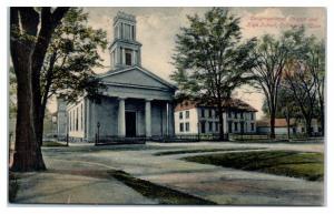 1909 Congregational Church and High School, Collinsville, CT Postcard