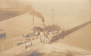 Form Amrum River Steamship At Pier Real Photo Ferry Boat Ship 