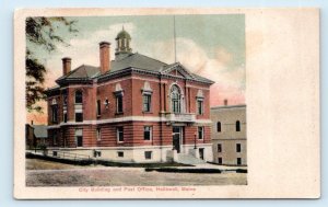 HALLOWELL, Maine ME ~ CITY BUILDING Post Office c1900s Kennebec County Postcard