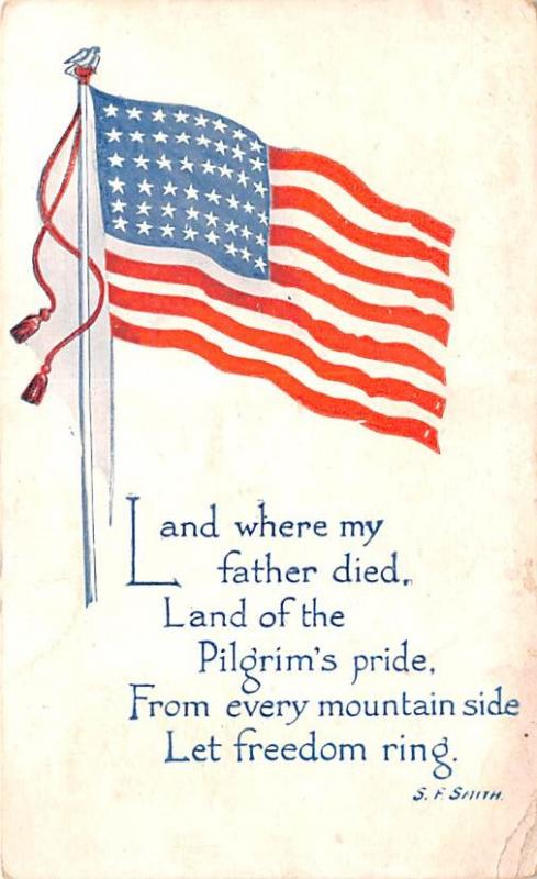 Patriotic Post Card Old Vintage Antique Postcard Let Freedom Ring, SF Smith 1917