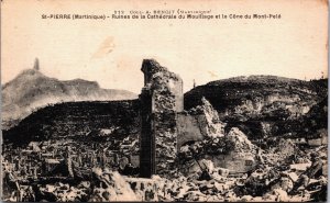 Martinique St Pierre Ruines de la Cathedrale du Mouillage Vintage Postcard C049