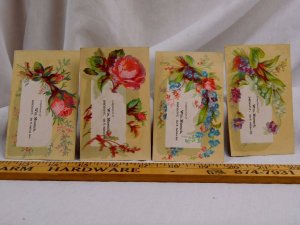 Lot of 4 Victorian Trade Cards Wm. Muench Druggist Lily-Of-The Valley Roses F43 