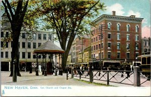 Vtg Pre-1907 Street View Church & Chapel New Haven Connecticut CT Tuck Postcard