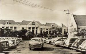 Curacao NWI Town Hall Old Cars Real Photo Postcard jrf 