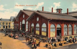 CITY MARKET SAVANNAH GEORGIA BLACK AMERICANA POSTCARD (c. 1910)