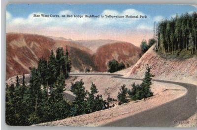 Linen Postcard-Mae West Curve..Yellowstone Park View