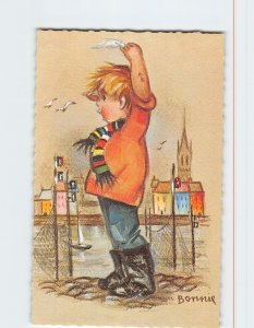 Postcard Little Folks with Boy Comic Art Print