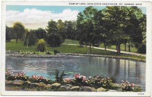 US Unused - View of Lake, Ohio State Sanitarium, Mt Vernon, Ohio.  Nice.