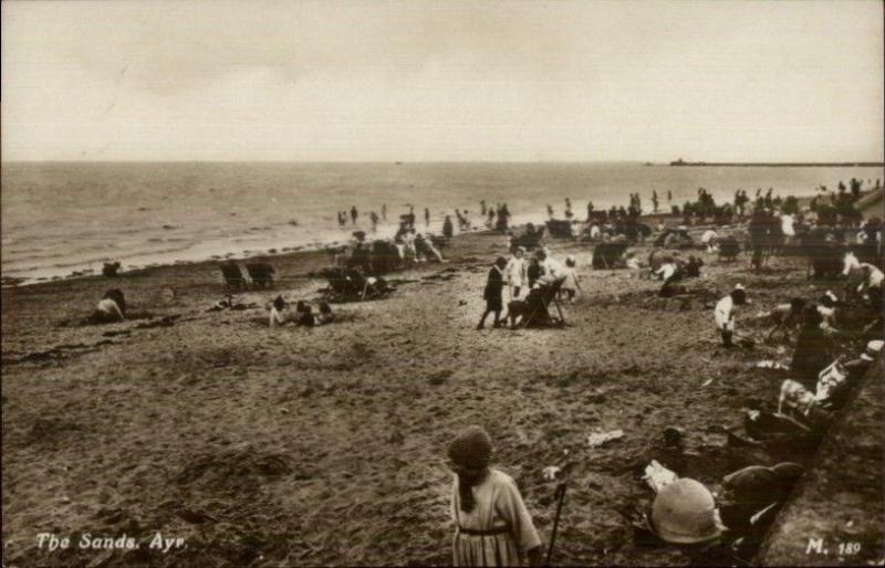 Ayr Scotland Beach Scene c1910 Real Photo Postcard