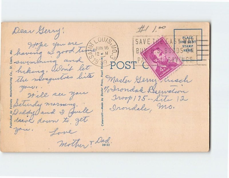 Postcard Post Office, Union Station and Fountain on Aloe Plaza, St