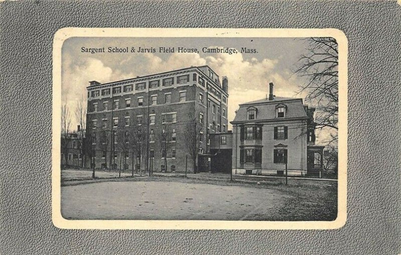 Cambridge MA Sargent School & Jarvis Field House Postcard