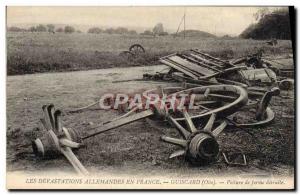 Postcard Old Army Guiscard destroyed farm Car