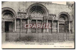 Postcard Old Saint Gilles Church three gates