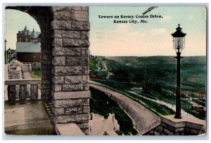 Kansas City Missouri Postcard Towers On Kersey Coates Drive 1915 Country Road