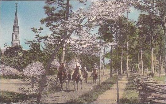 North Carolina Pinehurst Riders Near The Village Chapel Albertype