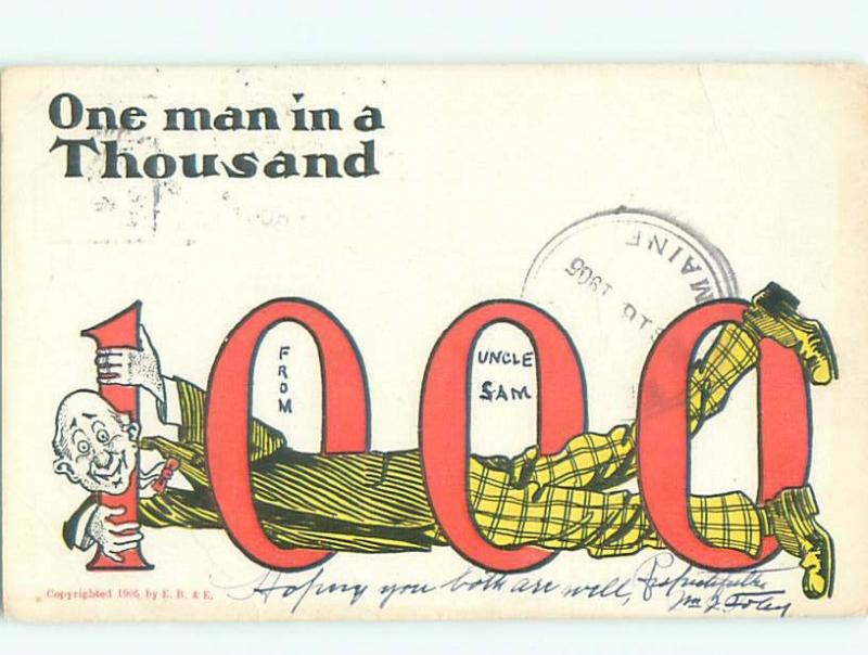 Pre-Linen Comic THE NUMBER 1000 WITH THE MAN THROUGH IT AB9003