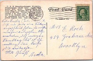 Postcard BOAT SCENE Superdreadnought Florida FL AM5557