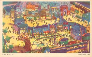 1933 Chicago World's Fair Streets of Paris Aerial View Litho Postcard Un...