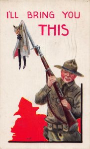 J83/ Patriotic Postcard c1910 WWI Soldier Anti-Germany Rifle 239