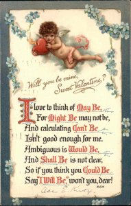 Ernest Nister No. 1911 Cupid Verse Flower Border c1910 Vintage Postcard