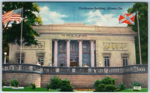 c1940s Atlanta, GA Cyclorama Building Confederacy vs Union Flags Grant Park A219