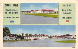 Circle Drive Motor Court Linen - Jacksonville, North Carolina NC Postcard