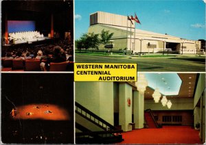 Brandon Manitoba Centennial Auditorium Multiview Vintage Postcard C4