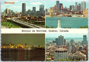 CONTINENTAL SIZE POSTCARD FOUR (4) SCENIC VIEW OF MONTREAL CANADA 1970s