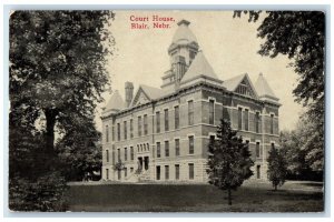 1913 Exterior View Court House Building Blair Nebraska Antique Vintage Postcard