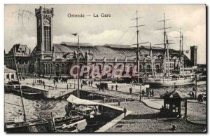 Belgie Belgium Ostend Postcard Old Train Station