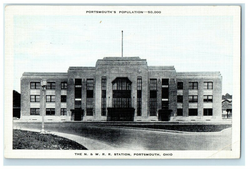 1939 The N. & W. Railroad Station, Portsmouth Ohio OH Posted Postcard