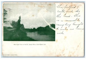 1905 Moonlight View On The St Joseph River South Bend Indiana IN Posted Postcard